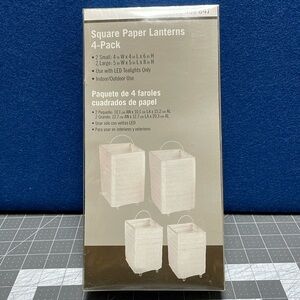 4 Square Paper Lanterns Ivory 2 Small 2 Large Indoor Outdoor‎ Home Depot NOS